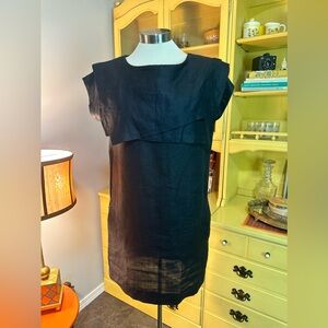 VTG 80's Cassidy Linen Sleek Black Dress Size M